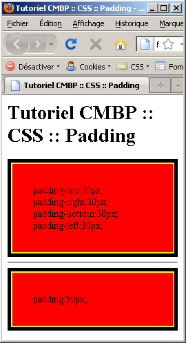 tutoriel css by Xavier Braive : bonne bourre avec le Padding !