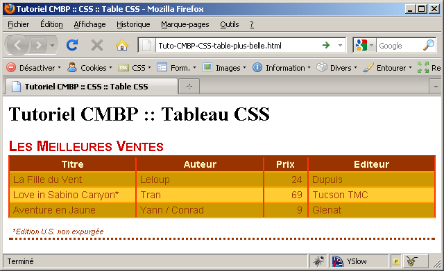 tuto css table stylee amelioree